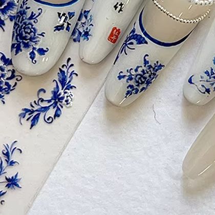 Nail Art France - Blau Weiß Porzellan Chinesischen Stil Aufkleber