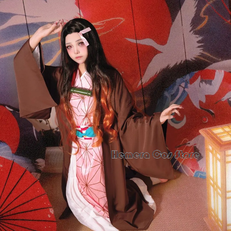 Nail Art Ombre - Kamado Nezuko Cosplay Kostüm Perücke Anime