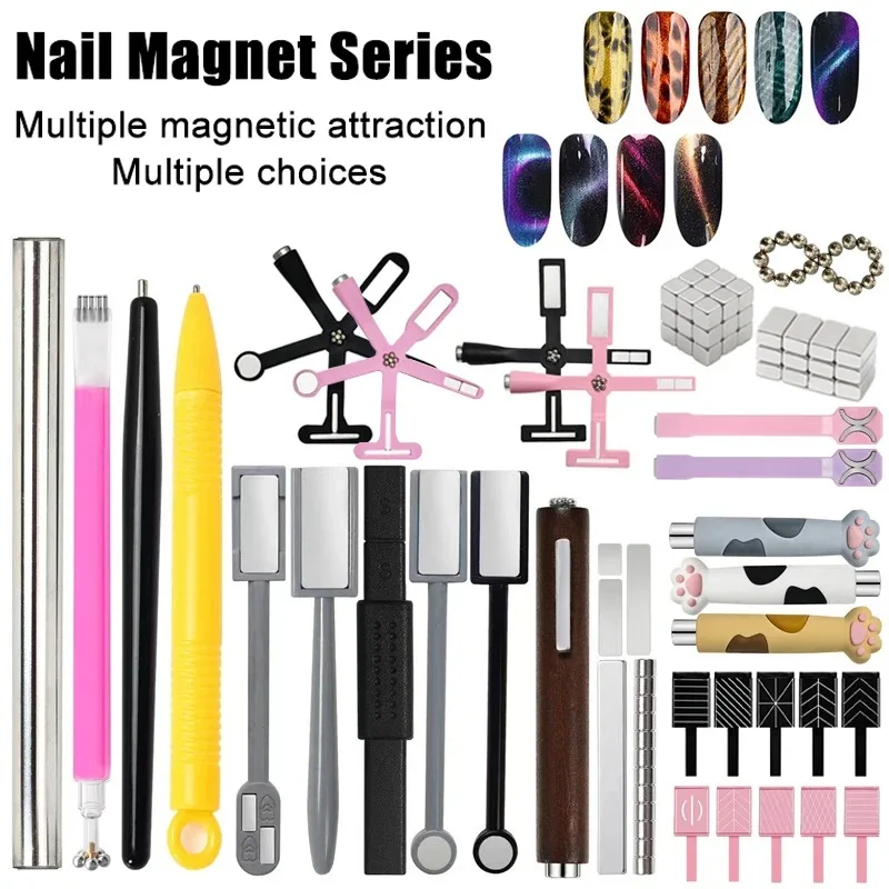 Nail Gel Polish Set - Magnet-Stift-Set für Katzenaugen-Nägel, Magnetstab für 3D-Katzenaugen-Gel-Lack,