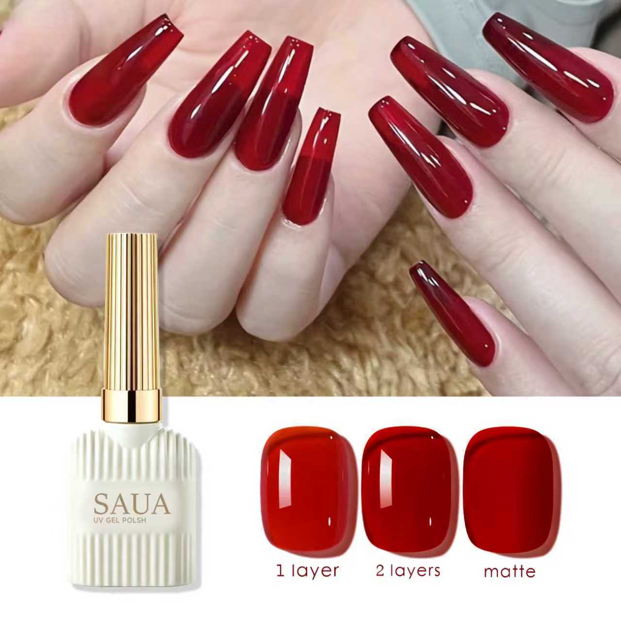 Nail Art Simple Elegant - 15 ml durchscheinender roter Nagellackkleber, transparente