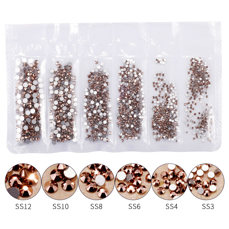 Nail Art Rose Gold - 1440 Stück Roségold glänzende Strasssteine für