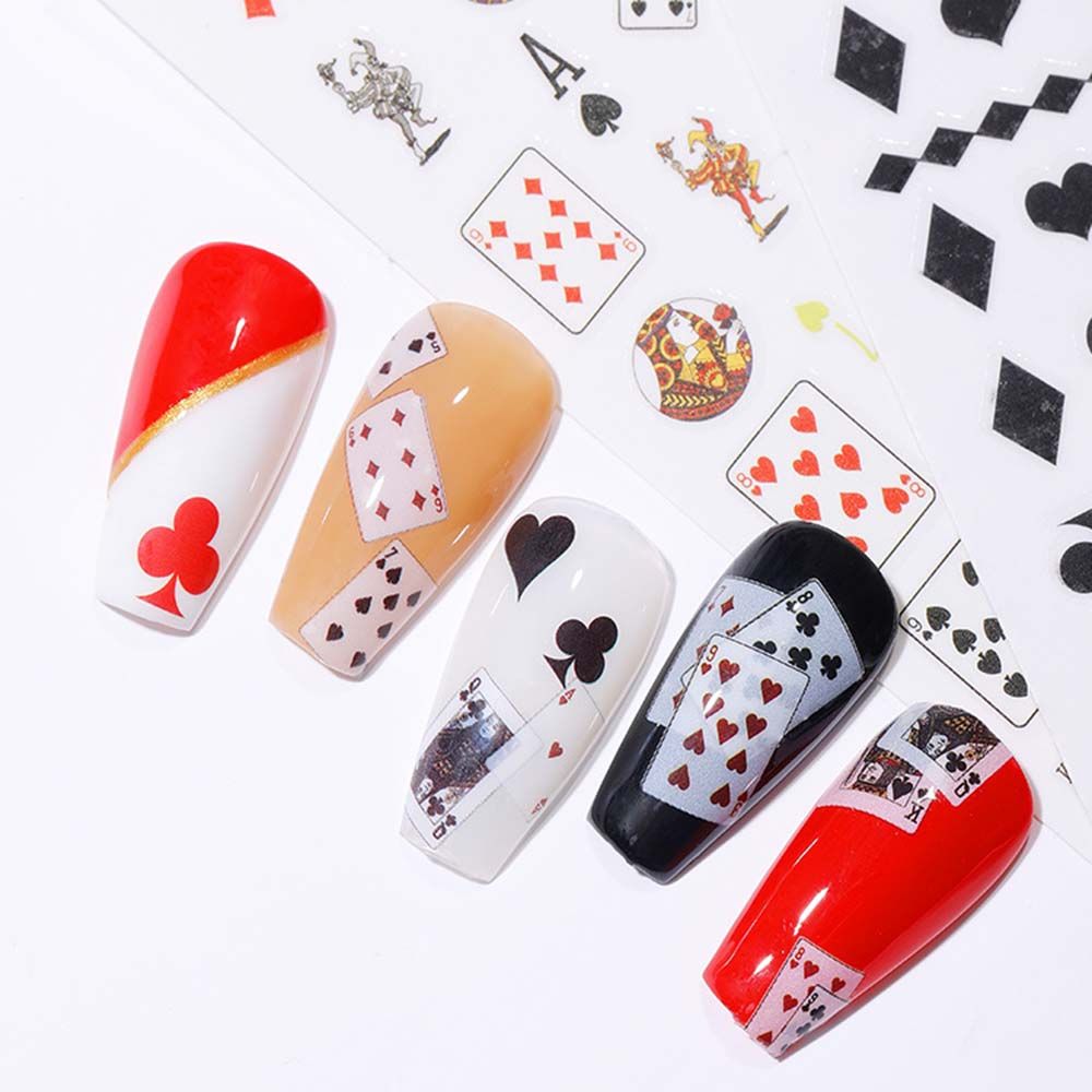 Nail Art France - Wasserdicht Klebstoff Decals Interessant Maniküre Poker
