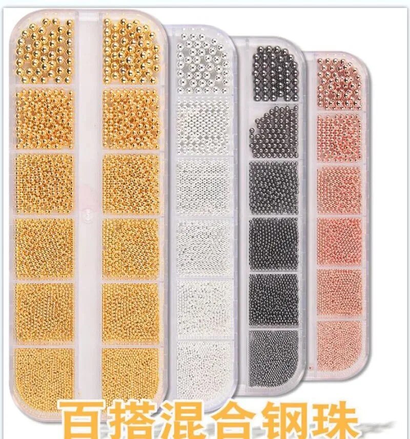 1 Box 6 Größe 0,8-3,0 mm Metal – Nail Art Rose Gold Bewertung und Preis