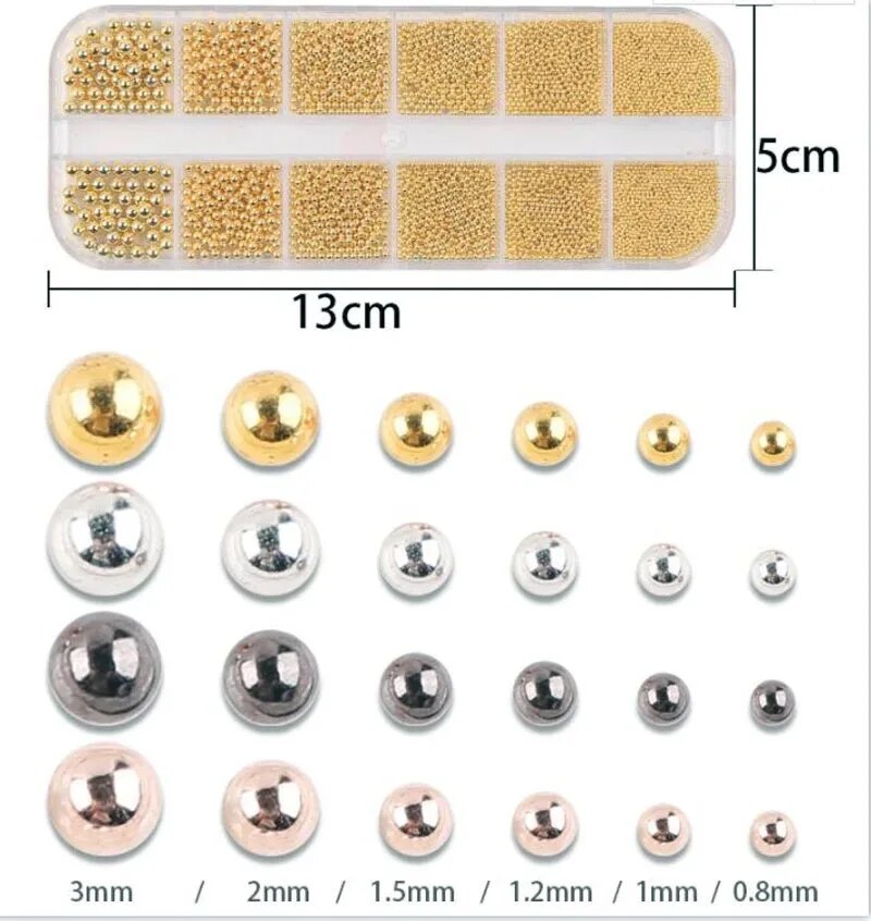 1 Box 6 Größe 0,8-3,0 mm Metal – Nail Art Rose Gold Bewertung und Preis