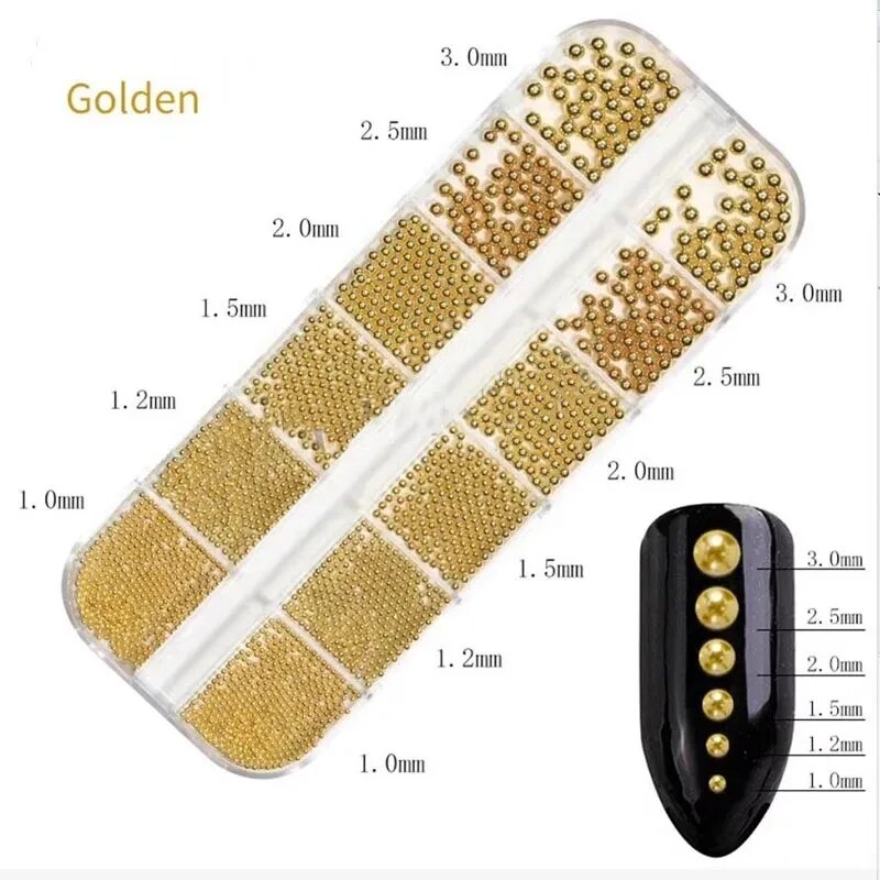 1 Box 6 Größe 0,8-3,0 mm Metal – Nail Art Rose Gold Bewertung und Preis