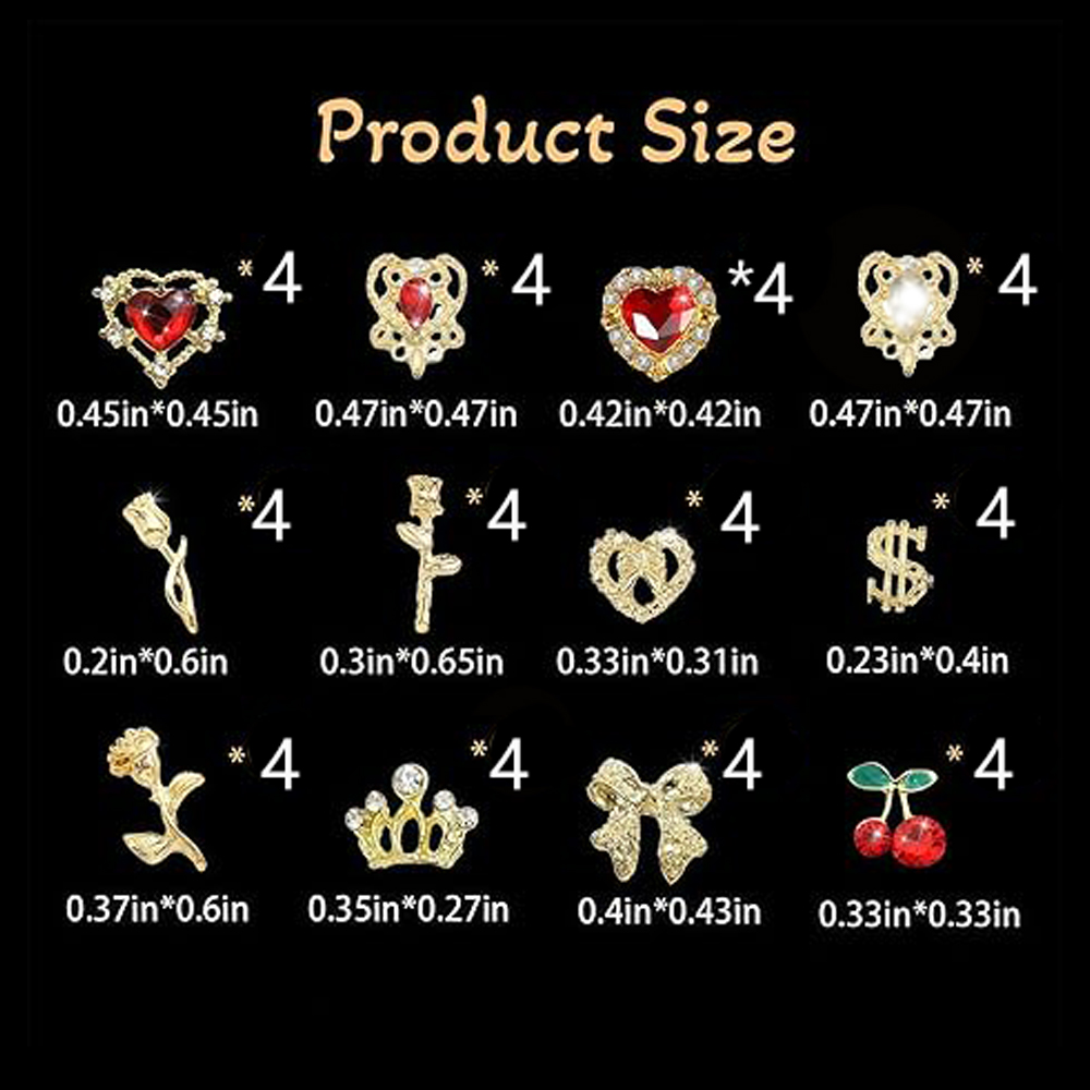 48 Stück 3D Gold Y2K Bulk Art  – Nail Art Rose Gold Bewertung und Preis