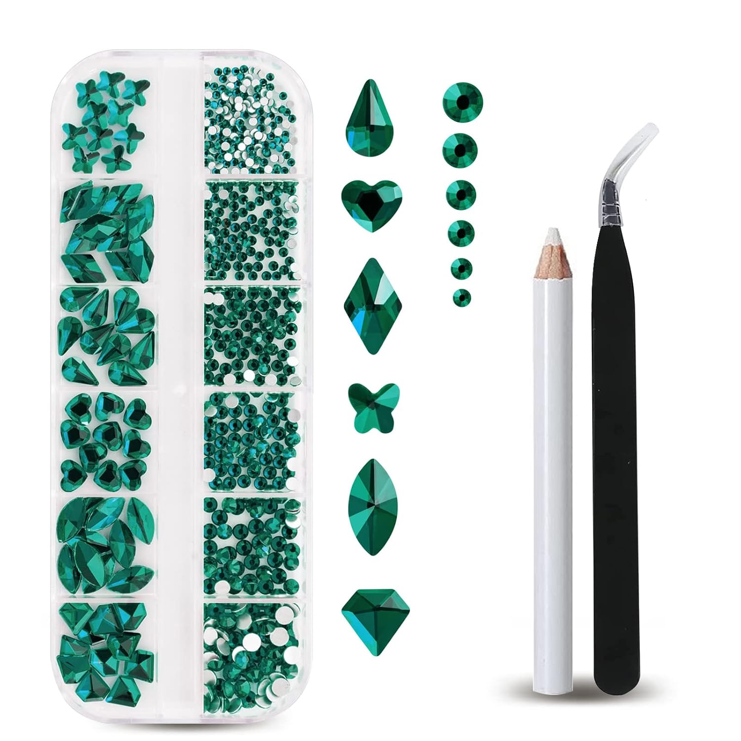 12-Gitter-Smaragd-Nagel-Strass – Nail Art Emerald Green Bewertung und Preis
