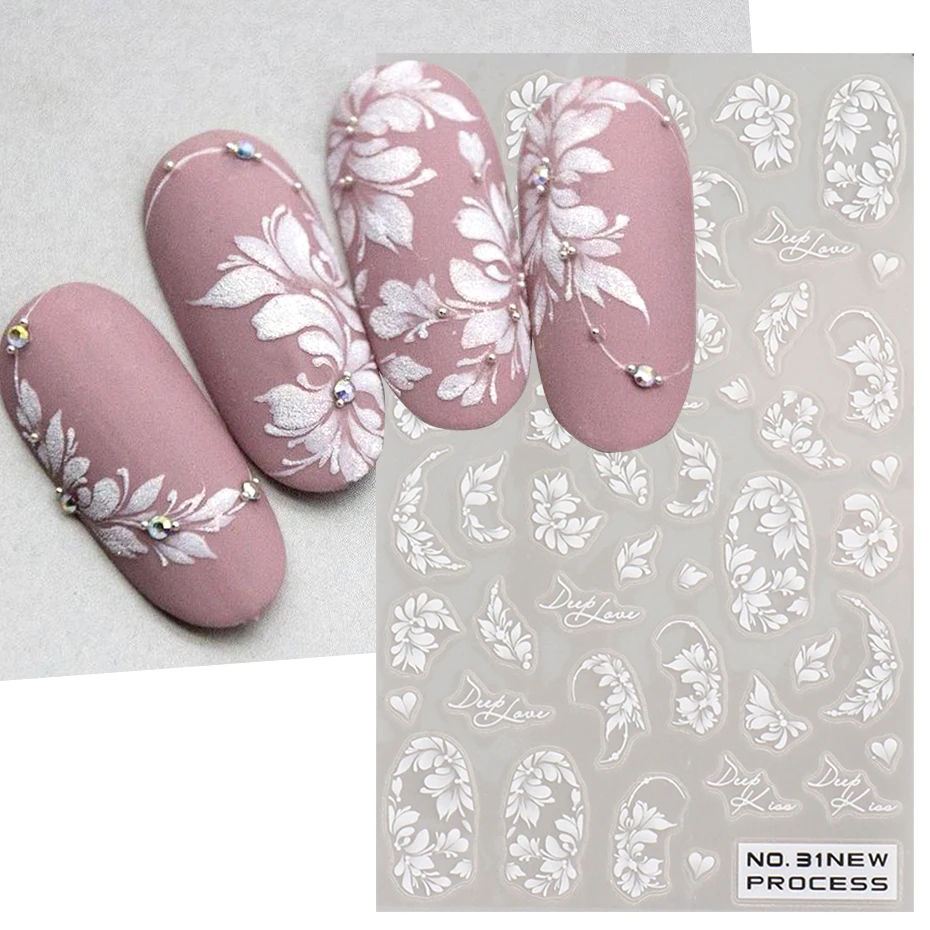 Weiße Spitze Blume Nail Art Au – Nail Art Simple Elegant Bewertung und Preis