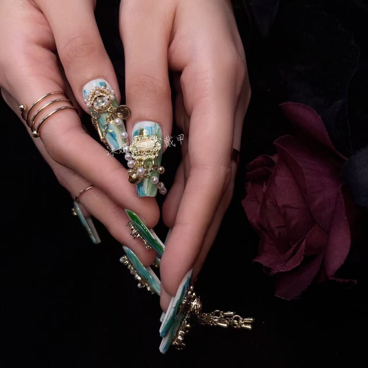 Luxuriöse Smaragdgrüne Aufkleb – Nail Art Emerald Green Bewertung und Preis