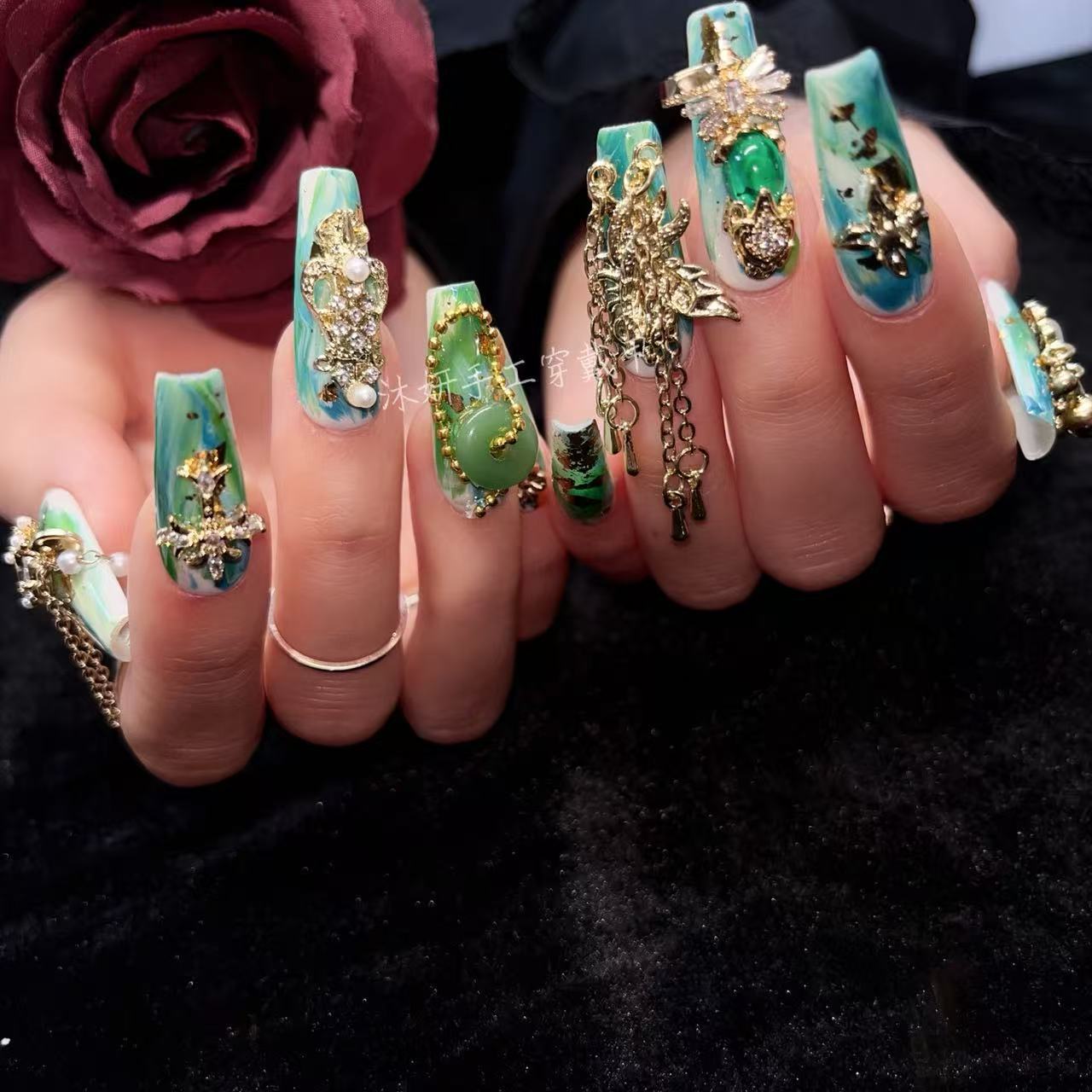 Luxuriöse Smaragdgrüne Aufkleb – Nail Art Emerald Green Bewertung und Preis