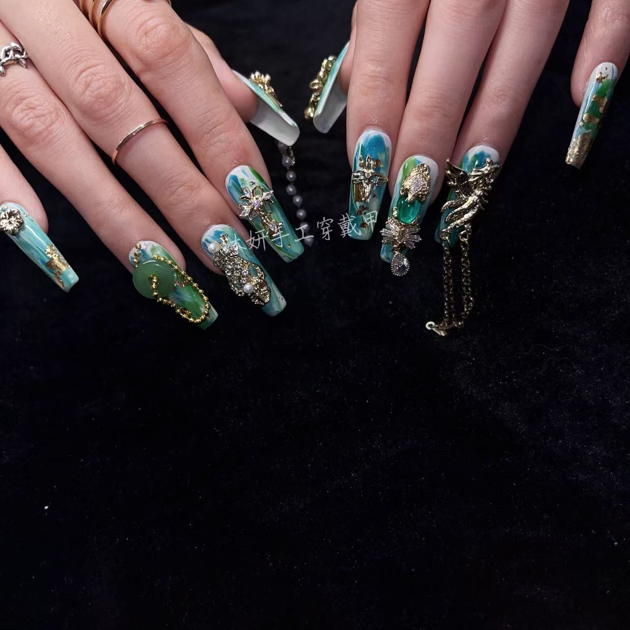 Luxuriöse Smaragdgrüne Aufkleb – Nail Art Emerald Green Bewertung und Preis