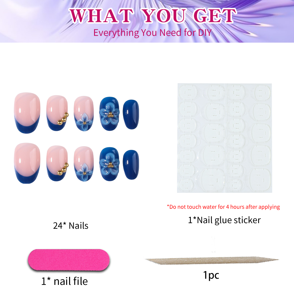 24 Stück Kurze Ovale 3D Gel-Na – Nail Art Halal Bewertung und Preis
