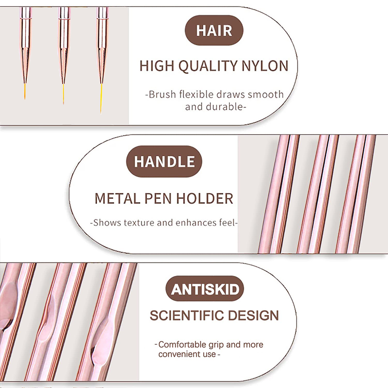 3-teiliges Nail-Art Pinsel-Set – Nail Art Rose Gold Bewertung und Preis