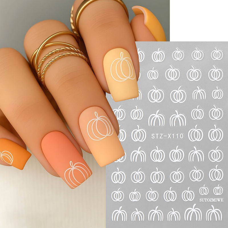 2 Stück elegante weiße Kürbis- – Nail Art Simple Elegant Bewertung und Preis