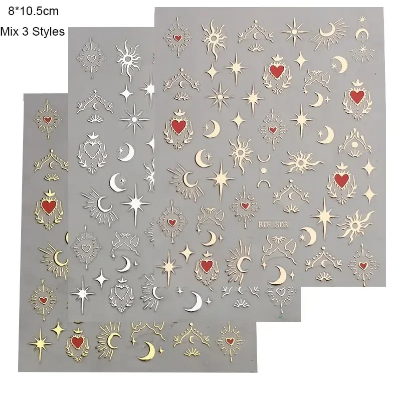 3 Blatt, 1 Packung, 3D-Aufkleb – Nail Art Rose Gold Bewertung und Preis